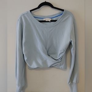 Anthropologie Light Blue Cropped Sweatshirt Twist Front pullover Small